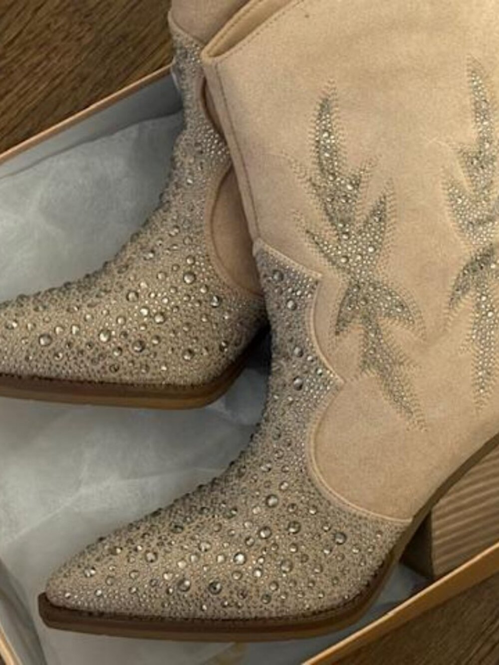 Rhinestone Shiny Glitter Mid Calf Cowgirl Boots SZ 11 NIB